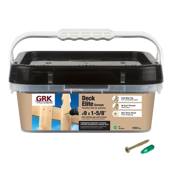 Grk Fasteners Deck Screw, #9 x 1-5/8 in, Trim Head, Torx Drive 49159 - main